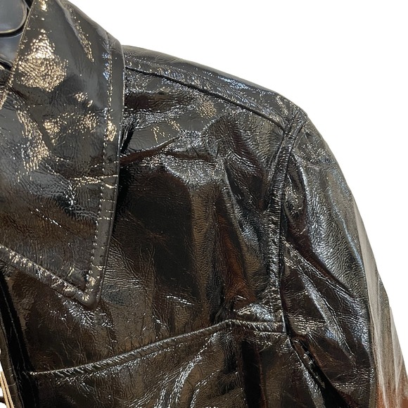 Elie Tahari Women's M Faux Leather Lightweight Maxi Shirt Jacket Coat - Picture 5 of 13